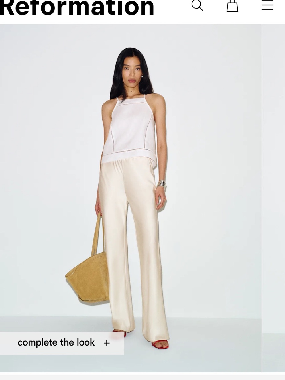 Reformation gale mid rise satin short pant